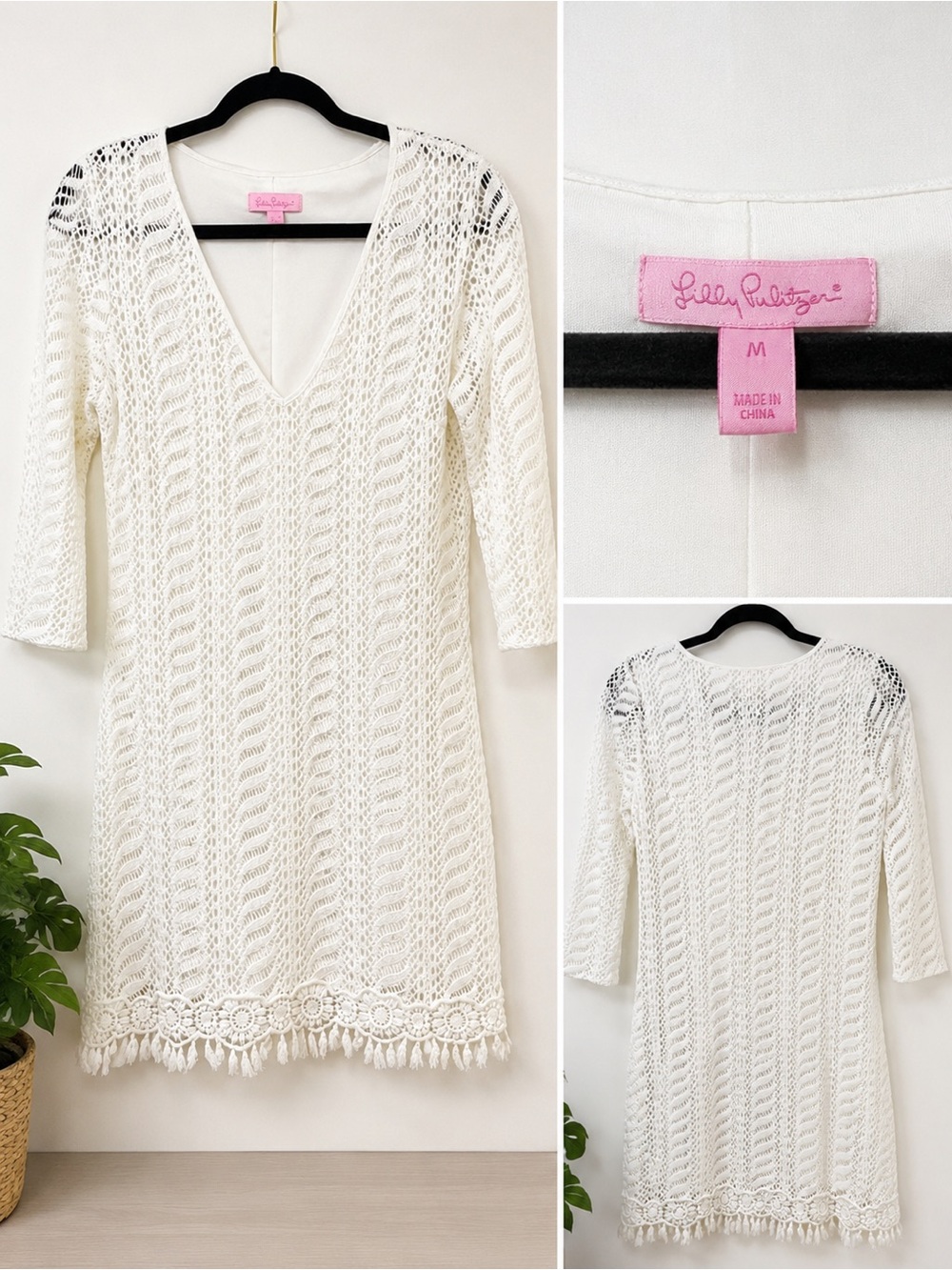 Lilly Pulitzer White Crochet V-Neck Mini Dress
